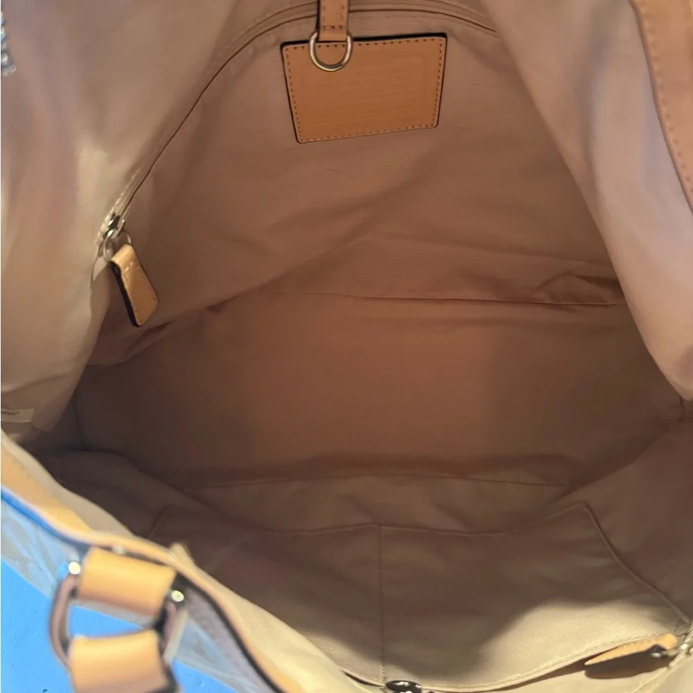 Coach Pinkish/Beige Monogram Cloth Leather Shoulderbag Tote - Picture 4 of 6